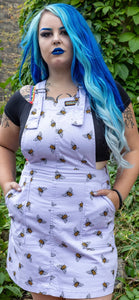Lavender Bees Stretch Twill Pinafore Dress