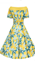 Load image into Gallery viewer, Darlene Blue Lemon Flared Dress