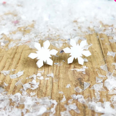 Snowflake Stud Earrings White