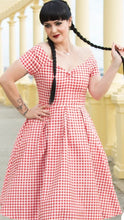 Load image into Gallery viewer, Lily Off Shoulder Red Gingham Swing Dress
