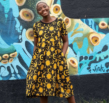 Load image into Gallery viewer, Rebel Romance Celestial Midi Stretch Smock Dress