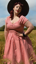 Load image into Gallery viewer, Lily Off Shoulder Red Gingham Swing Dress