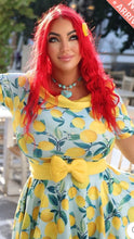 Load image into Gallery viewer, Darlene Blue Lemon Flared Dress