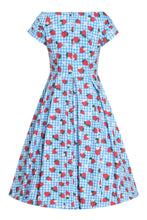 Load image into Gallery viewer, Lily Summer Strawberry Blue Gingham Dress