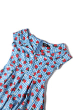 Load image into Gallery viewer, Lily Summer Strawberry Blue Gingham Dress