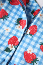 Load image into Gallery viewer, Lily Summer Strawberry Blue Gingham Dress