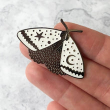 Load image into Gallery viewer, White Glitter Celestial Moth Enamel Pin