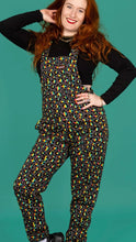 Load image into Gallery viewer, Grey Rainbow Leopard Stretch Twill Dungarees