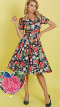 Load image into Gallery viewer, Darlene Midnight Garden Off Shoulder Swing Dress
