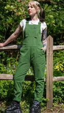 Load image into Gallery viewer, Rebel Romance Forest Green Stretch Twill Dungarees