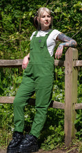 Load image into Gallery viewer, Rebel Romance Forest Green Stretch Twill Dungarees