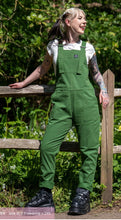 Load image into Gallery viewer, Rebel Romance Forest Green Stretch Twill Dungarees