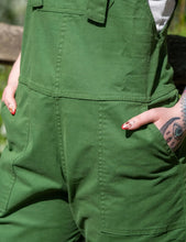 Load image into Gallery viewer, Rebel Romance Forest Green Stretch Twill Dungarees