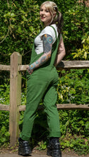 Load image into Gallery viewer, Rebel Romance Forest Green Stretch Twill Dungarees