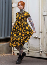 Load image into Gallery viewer, Rebel Romance Celestial Midi Stretch Smock Dress