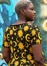 Load image into Gallery viewer, Rebel Romance Celestial Midi Stretch Smock Dress