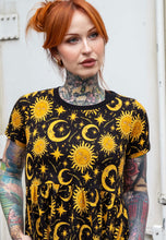 Load image into Gallery viewer, Rebel Romance Celestial Midi Stretch Smock Dress