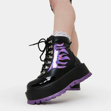 Load image into Gallery viewer, Helios Purple Hologram Flame Boots