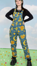 Load image into Gallery viewer, Celestial Sun and Moon Stretch Twill Dungarees
