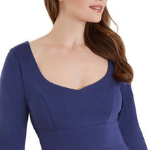 Load image into Gallery viewer, Scarlette Long Sleeved Navy MIDI Dress