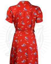 Load image into Gallery viewer, Pretty Retro 40s Shirt Dress in Red Floral