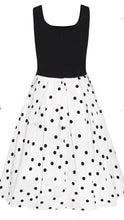 Load image into Gallery viewer, Amanda White & Black Polka Dot Swing Dress