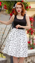 Load image into Gallery viewer, Amanda White & Black Polka Dot Swing Dress