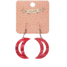 Load image into Gallery viewer, Erstwilder Crescent Moon Ripple Resin Drop Earrings Pink