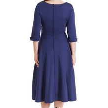 Load image into Gallery viewer, Scarlette Long Sleeved Navy MIDI Dress