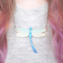 Load image into Gallery viewer, Iridescent Dragonfly Necklace Blue