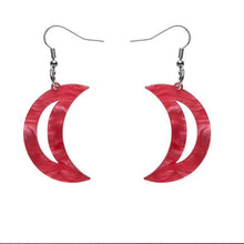 Load image into Gallery viewer, Erstwilder Crescent Moon Ripple Resin Drop Earrings Pink