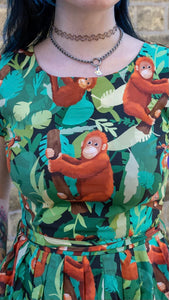 Orangutan Stretch Belted Tea Dress with Pockets