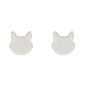Erstwilder Cat Head Ripple Resin Stud Earrings White