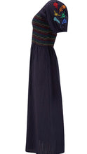 Load image into Gallery viewer, Sugarhill Brighton Lillibet Shirred Dress in Navy with Rainbow Flowers