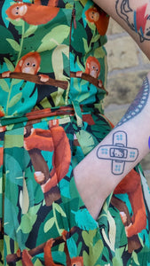 Orangutan Stretch Belted Tea Dress with Pockets