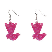 Load image into Gallery viewer, Erstwilder Wagtail Textured Resin Drop Earrings Fuchsia