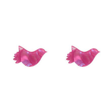 Load image into Gallery viewer, Erstwilder Bird Textured Resin Stud Earrings Fuchsia