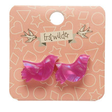 Load image into Gallery viewer, Erstwilder Bird Textured Resin Stud Earrings Fuchsia