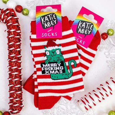 Katie Abey Merry Fucking Xmas Socks