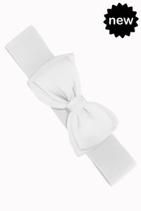 Bella Stretch Bow Belt White