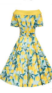 Darlene Blue Lemon Flared Dress