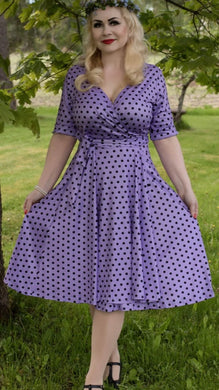 Matilda Lavender Polka Dot Wrap Dress