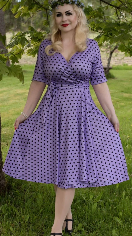 Matilda Lavender Polka Dot Wrap Dress Cherry Vintage Chichester