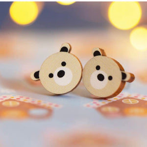 Polar Bear Wooden Stud Earrings