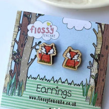 Load image into Gallery viewer, Fox Wooden Earrings