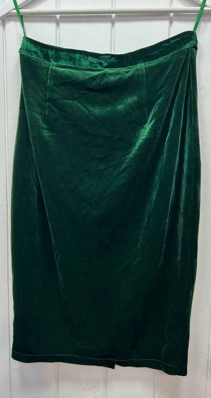 Velvet Pencil Skirt Deep Emerald Green