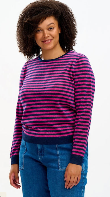 Sugarhill Brighton Rowena Jumper Navy & Pink Sparkle Stripes