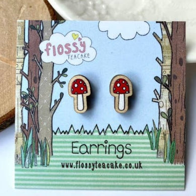 Toadstool Wooden Earrings