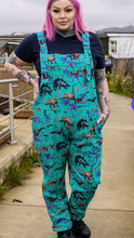 Load image into Gallery viewer, Run &amp; Fly England Jade Adventure Dinosaur Stretch Twill Dungarees