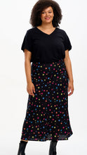 Load image into Gallery viewer, Sugarhill Brighton Alexandra Bias Cut Skirt Black Rainbow Star Confetti